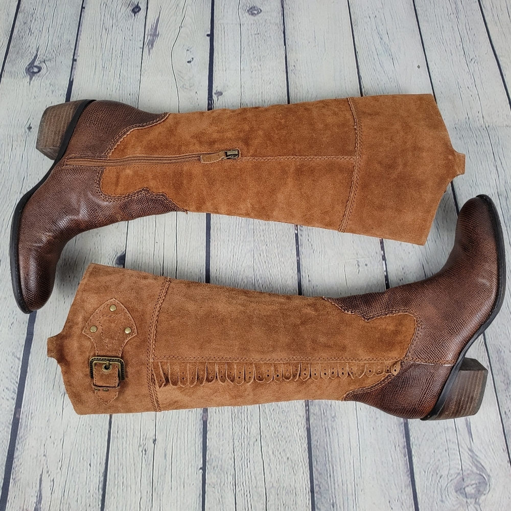 FRANCO SARTO | A-Duke Artists Collection suede leather heeled tall riding boots